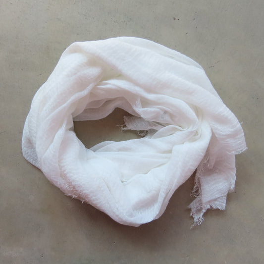 Cotton & Bamboo Gauze Shawl: White