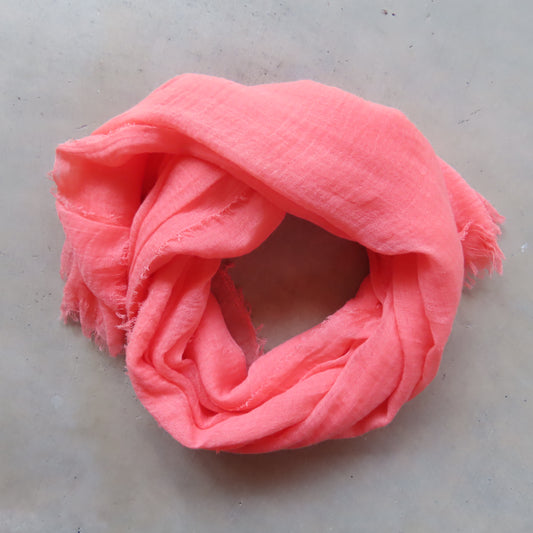 Cotton & Bamboo Gauze Shawl: Salmon