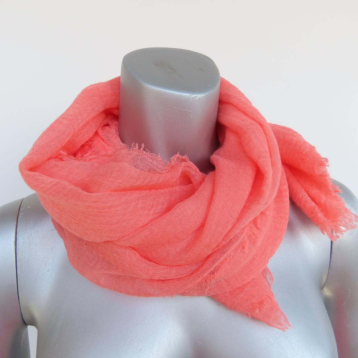 Cotton & Bamboo Gauze Shawl: Salmon