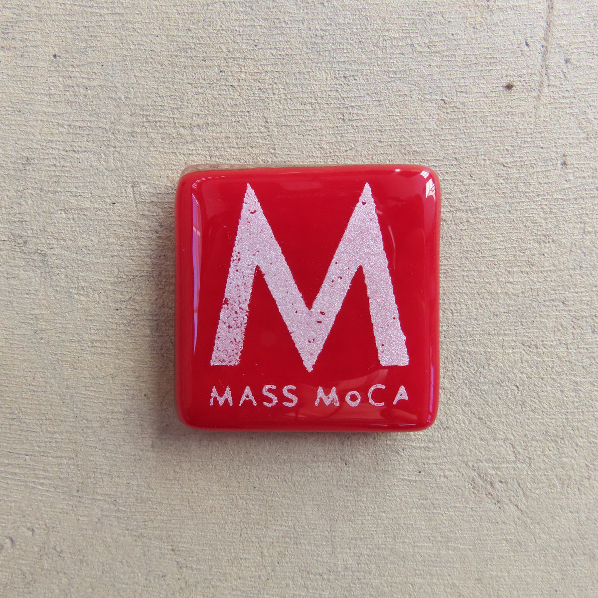 MASS MoCA Glass Magnet: Dark Red and Silver