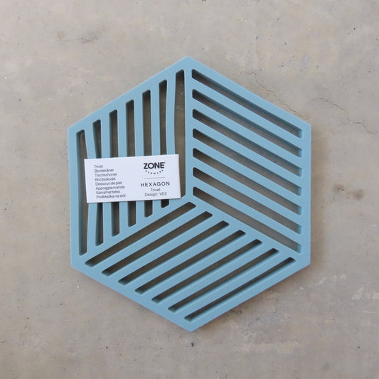 Hexagon Kitchen Trivet: Fog Blue
