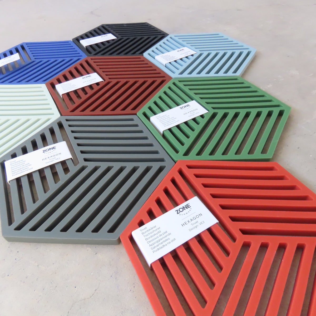 Hexagon Kitchen Trivet: Fog Blue