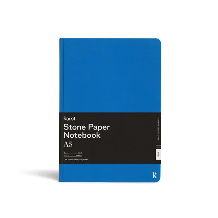 Stone Paper Notebook: A5 Lined Hardcover - Bolt Blue