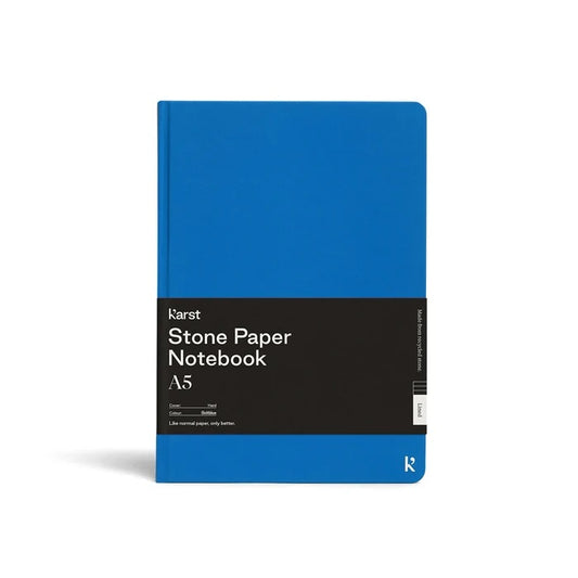 Stone Paper Notebook: A5 Lined Hardcover - Bolt Blue