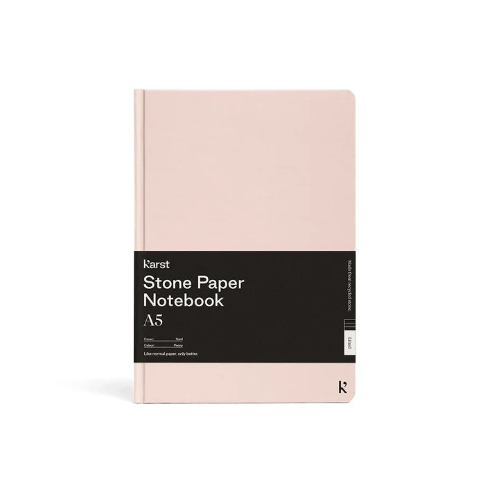 Stone Paper Notebook: A5 Lined Hardcover - Peony
