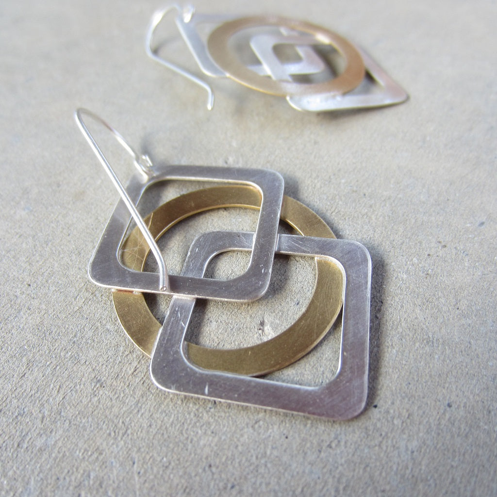 Silver and Brass Argyle Earrings