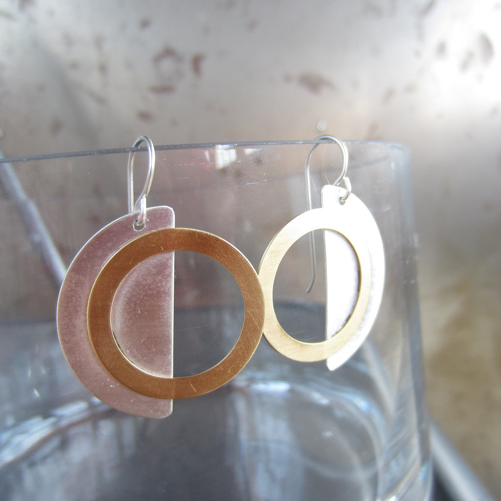 Eclipse Earrings in Silver and Brass