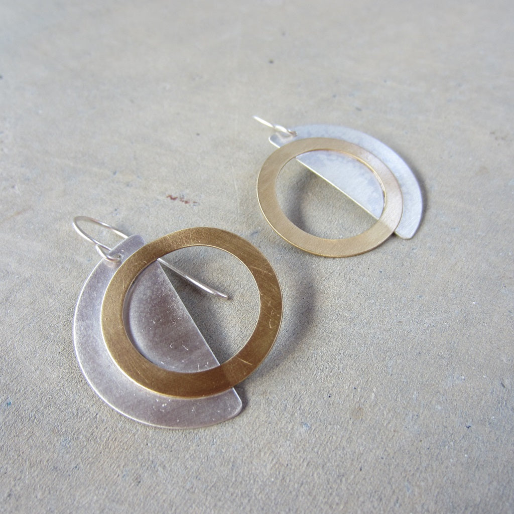 Eclipse Earrings in Silver and Brass