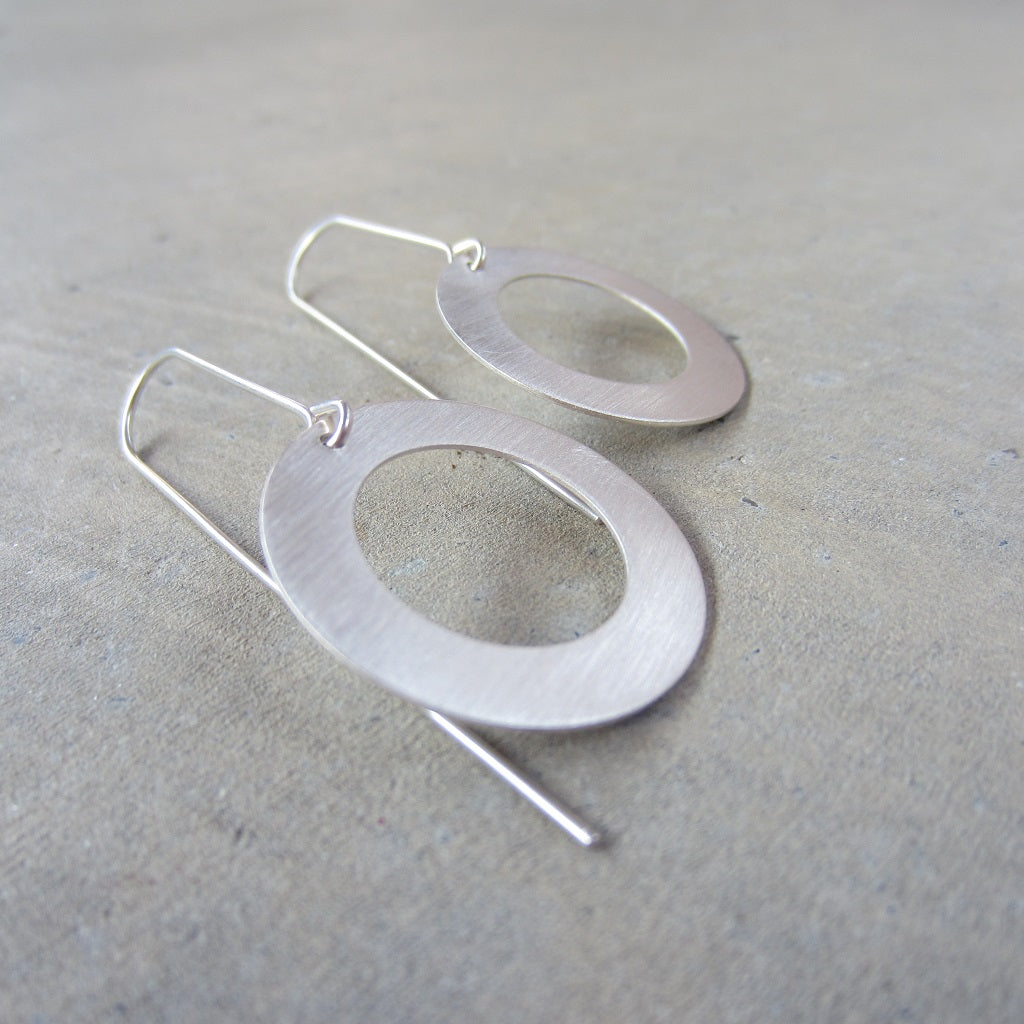 Small Silver One Ring Earrings