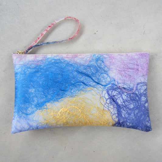 Long Pouch With Wrist Strap: Multicolor Silk Threads
