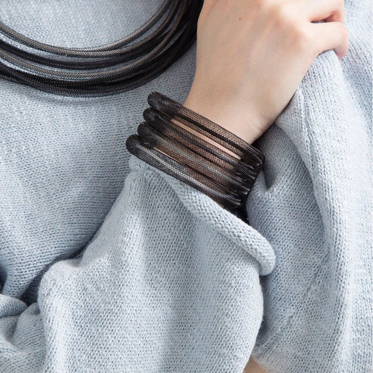 Life 4 Layer Round Bracelet: Black, Grey & White