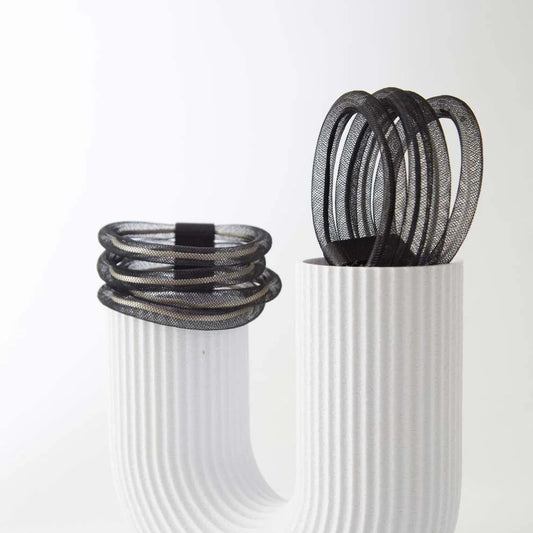 Life 4 Layer Round Bracelet: Black, Grey & White