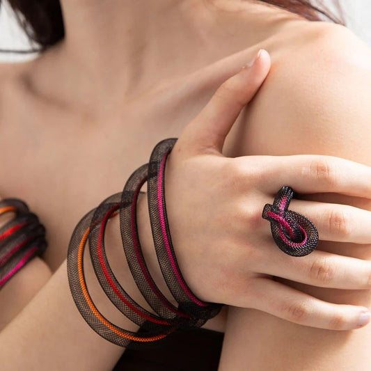 Life 4 Layer Round Bracelet: Red & Pink