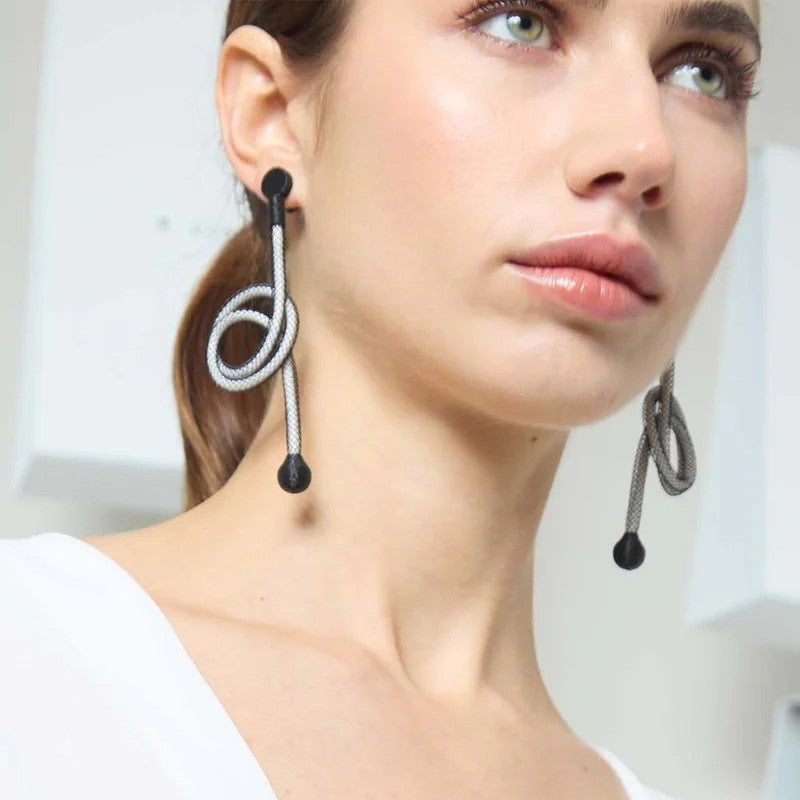 Life Knot Earrings: Black & White