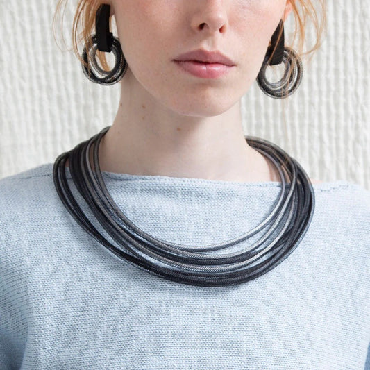 Life Necklace Round: Black Grey & White
