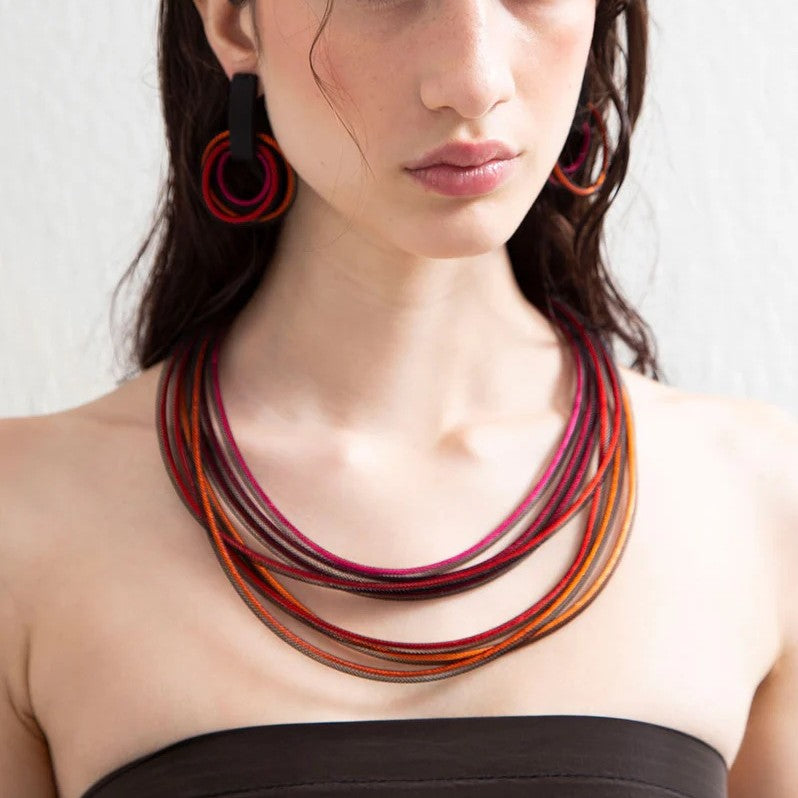 Life Necklace Round: Red & Pink