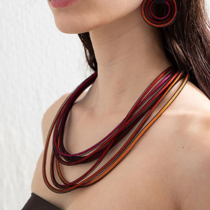 Life Necklace Round: Red & Pink