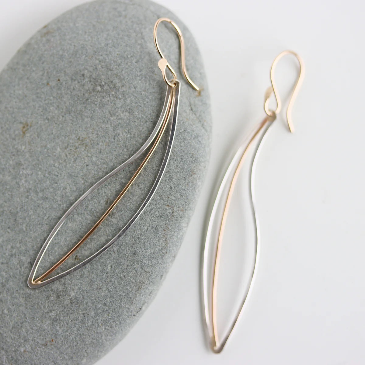 Lilium Petal Earrings in Mixed Metals