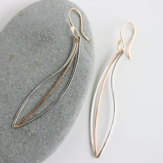 Lilium Petal Earrings in Mixed Metals