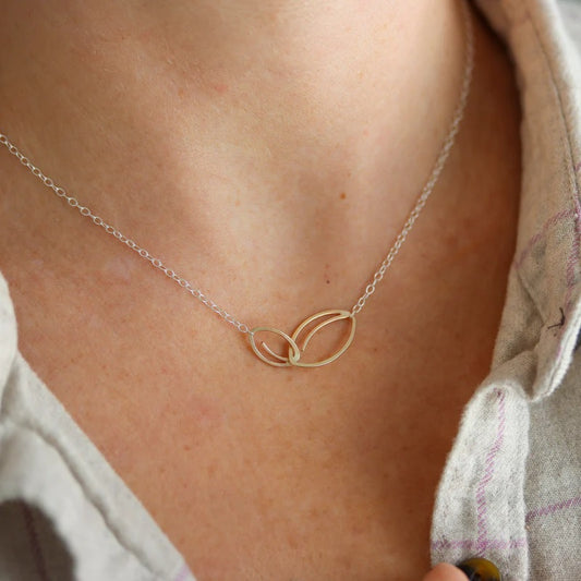 Linked Leaf Necklace in Mixed Metals