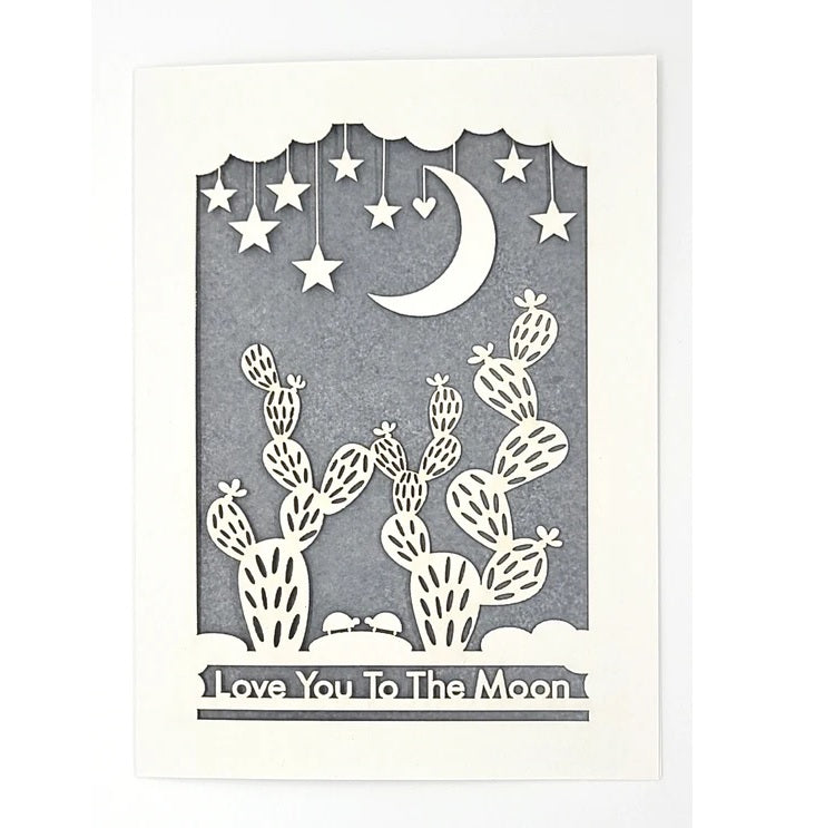 Laser Cut Greeting Card: Love You to the Moon