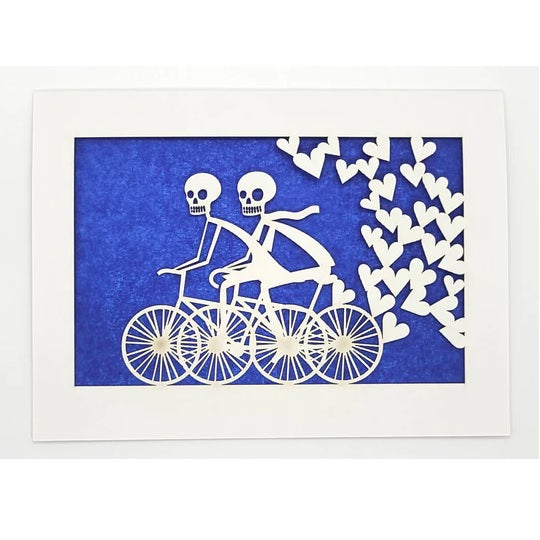 Laser Cut Greeting Card: 2 Calaveras on a Bike