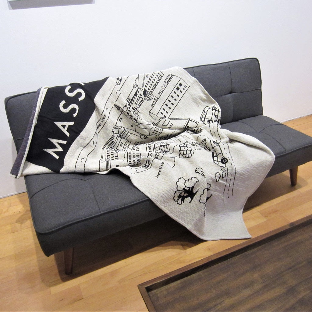 MASS MoCA Throw Blanket: Black and White Museum Map