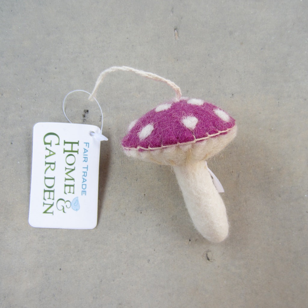 Felt Holiday Ornament: Plum Mushroom