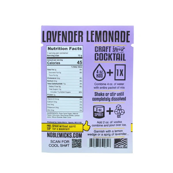 Single Serve Craft Cocktail Kit: Lavender Lemonade