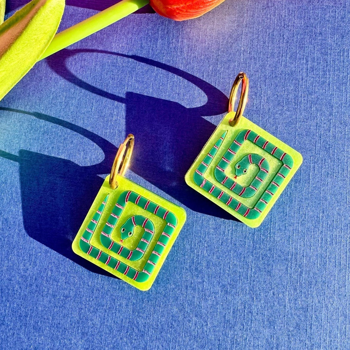 Garden Snake Acrylic Earrings