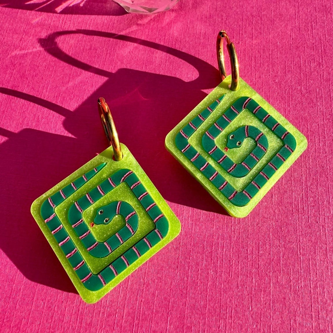 Garden Snake Acrylic Earrings