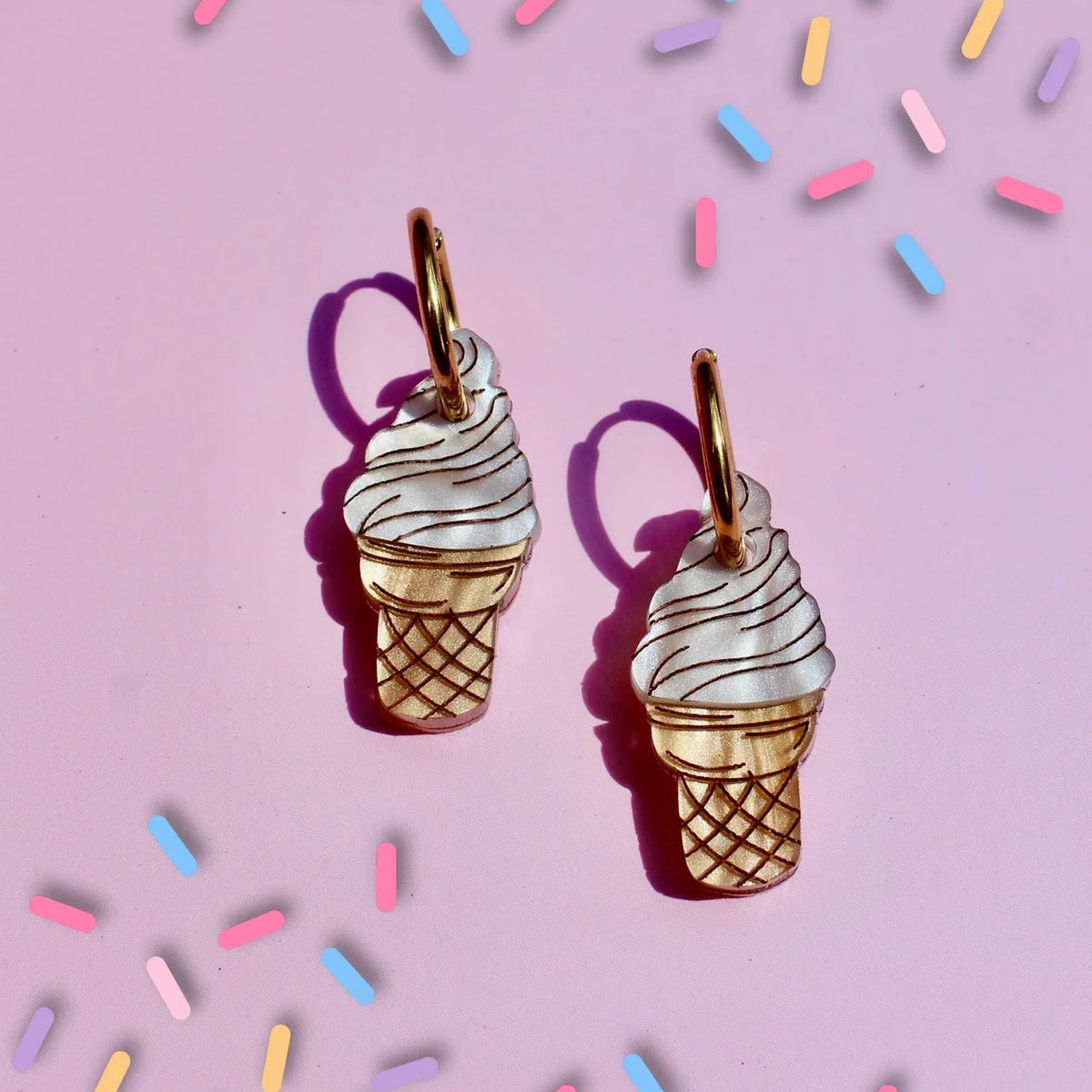 Soft Serve Ice Cream Acrylic Earrings