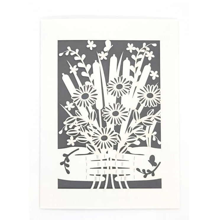 Laser Cut Greeting Card: Hands Holding Flowers