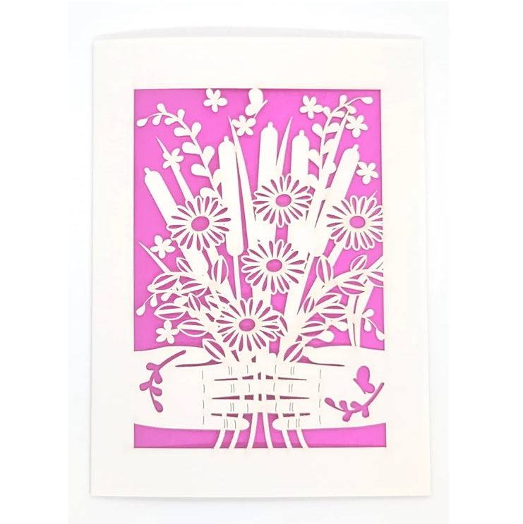 Laser Cut Greeting Card: Hands Holding Flowers