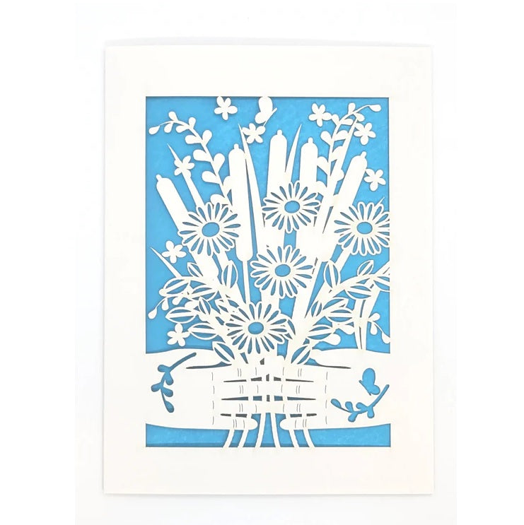 Laser Cut Greeting Card: Hands Holding Flowers