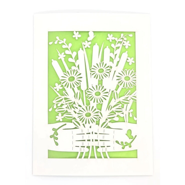 Laser Cut Greeting Card: Hands Holding Flowers
