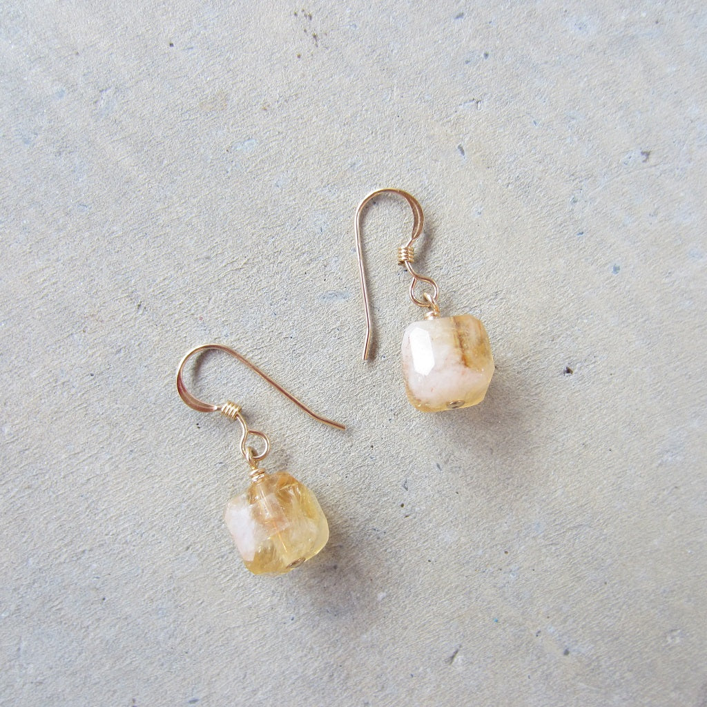 14K Gold 2024 Filled Citrine earrings.