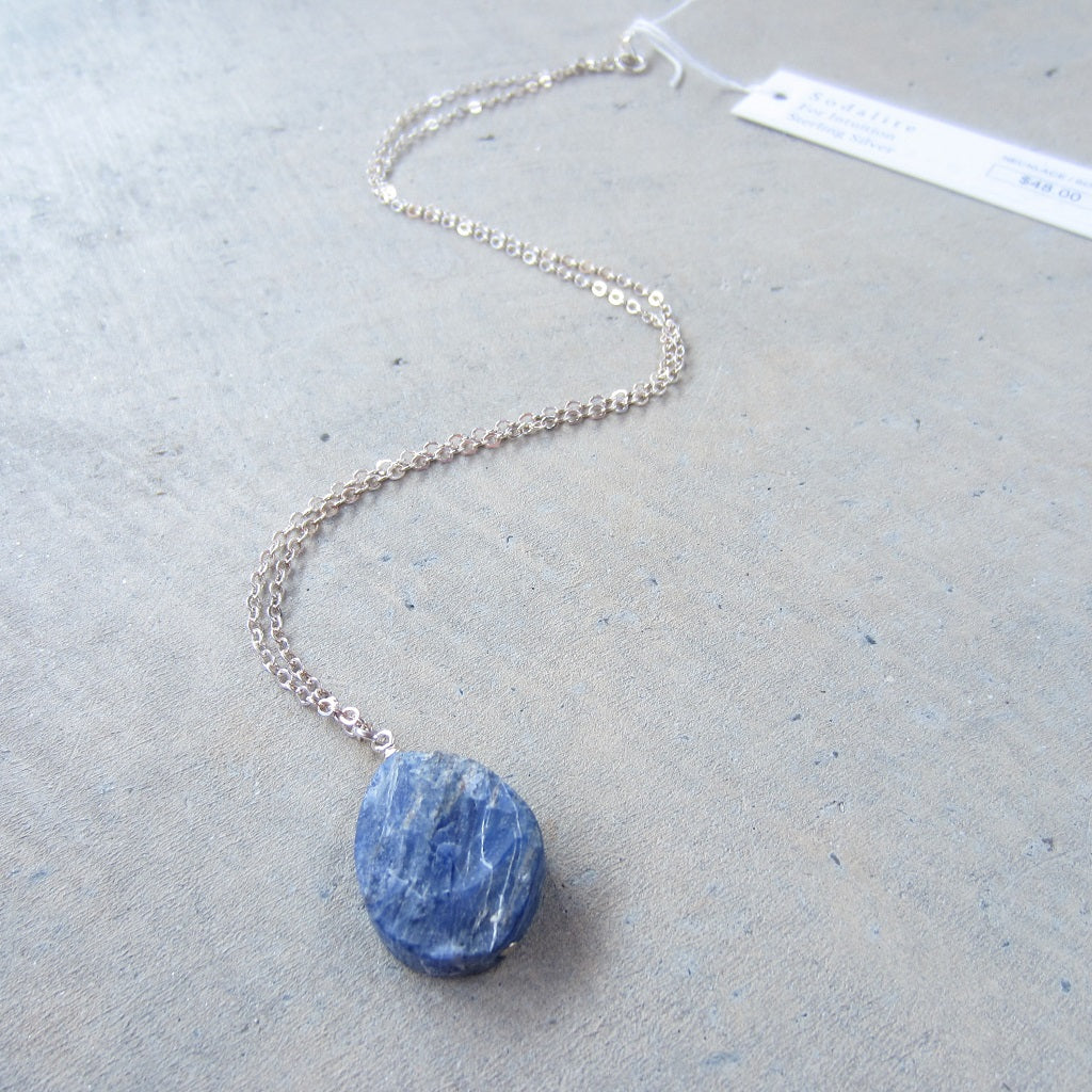 Sodalite Raw Teardrop Pendant for Intuition