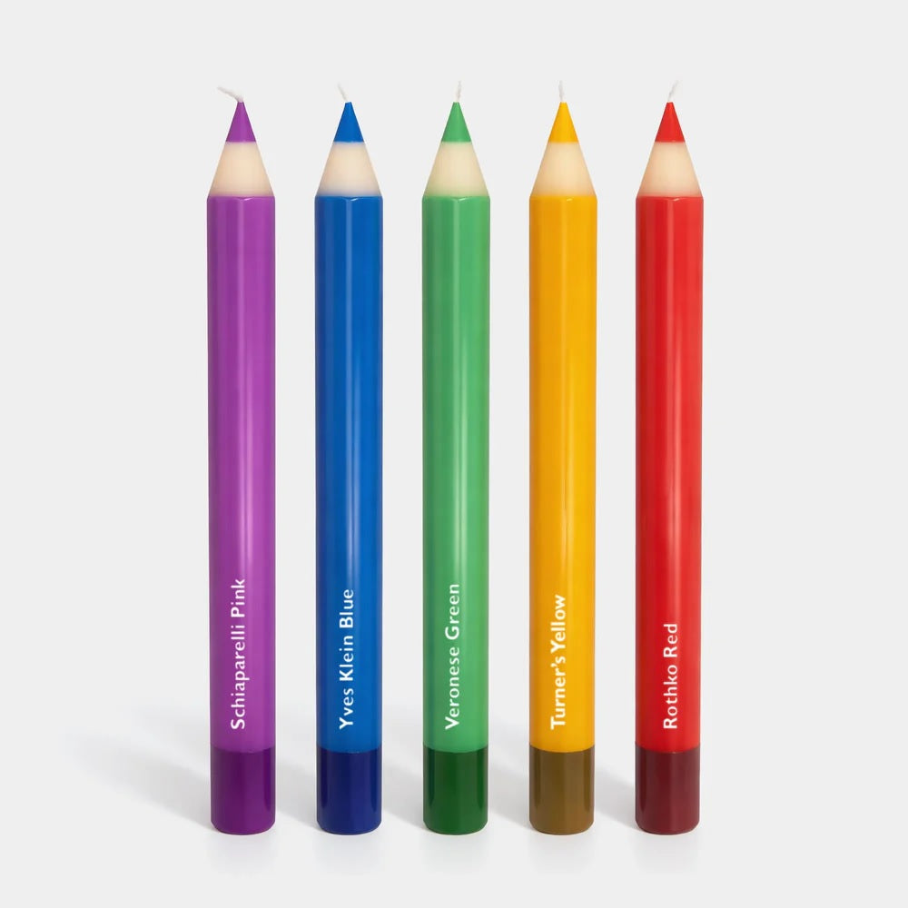 Pencil Taper Candles: Multicolor 5 pack