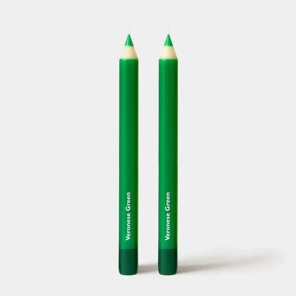 Wax Pencil Taper Candle: Veronese Green 2 pack