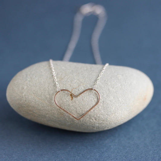 Simple Heart Necklace in Mixed Metals
