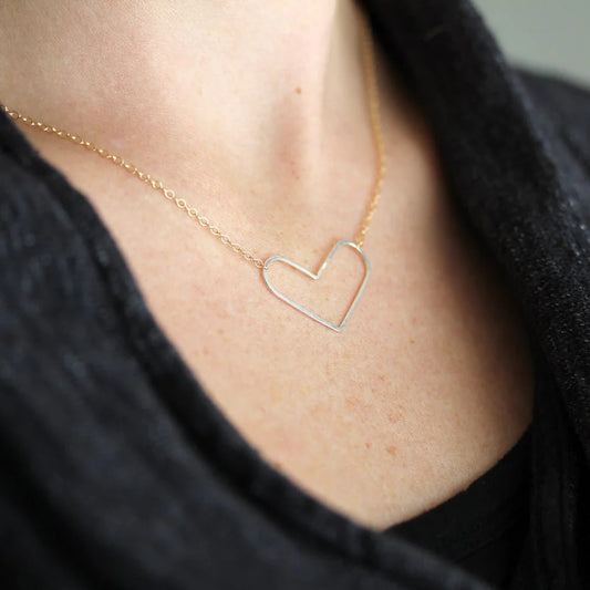 Simple Heart Necklace in Mixed Metals