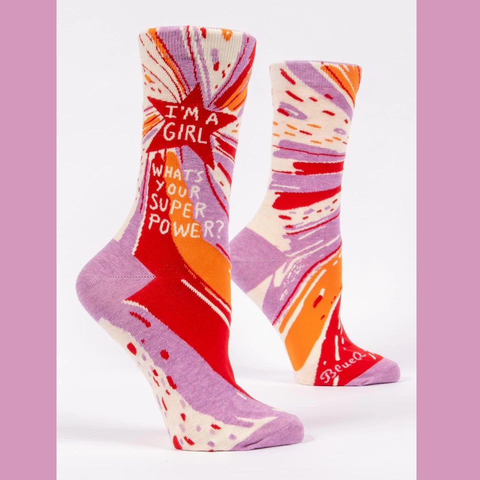 Women's Crew Socks: I'm a Girl, What's Your Superpower?
