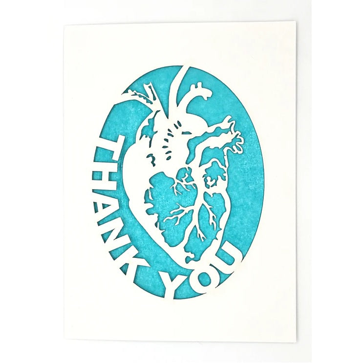 Laser Cut Greeting Card: Thank You Human Heart
