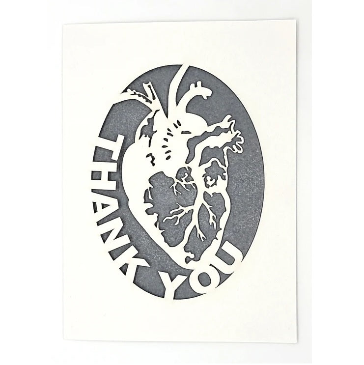 Laser Cut Greeting Card: Thank You Human Heart