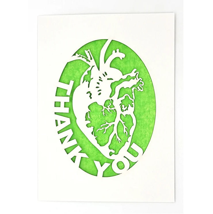Laser Cut Greeting Card: Thank You Human Heart