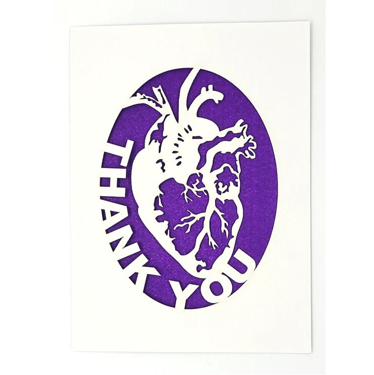 Laser Cut Greeting Card: Thank You Human Heart