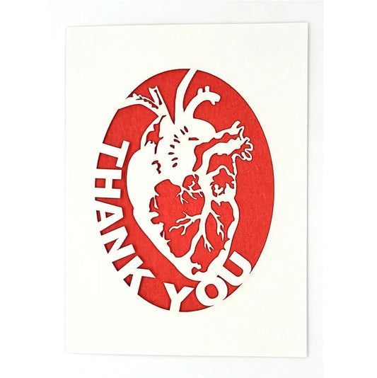 Laser Cut Greeting Card: Thank You Human Heart