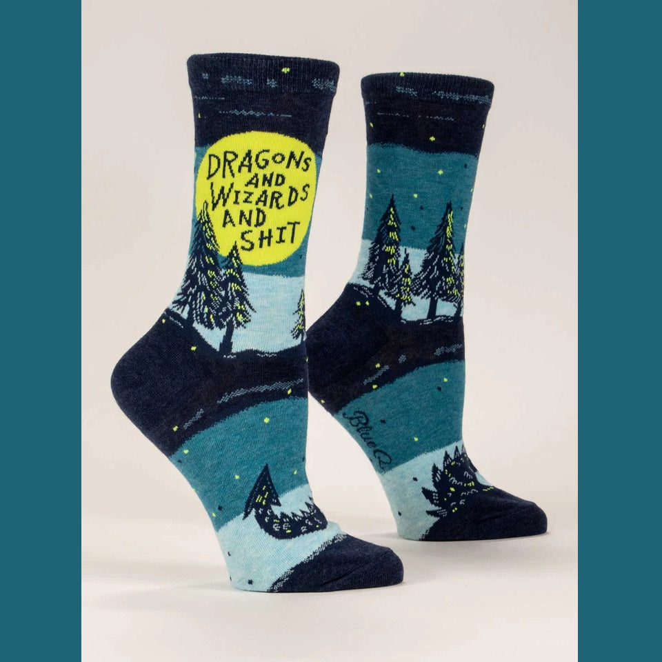 Women's Crew Socks: Dragons and Wizards and Shit