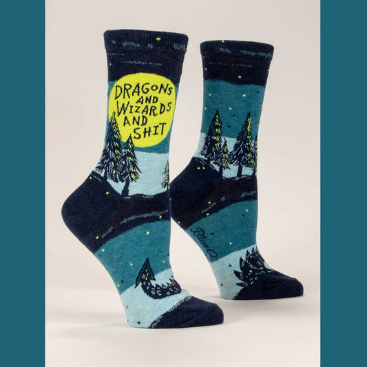 Women's Crew Socks: Dragons and Wizards and Shit